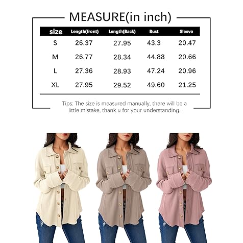 Womens Shacket Jacket Waffle Knit Oversized Button Down Shirts Fall Outfits 2024 Fashion Clothes