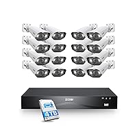 24CH 4K PoE Security Camera System,Face/Person/Vehicle Detection,16x 4K Outdoor IP Cameras,Spotlight Siren,2 Way Audio,Night Vision,16 Port 24CH 8MP Dual-Disk NVR with 4TB HDD for 24/7 Recording ZOSI 24CH 4K PoE Security Camera System,Face/Person/Vehicle Detection,16x 4K Outdoor IP Cameras,Spotlight Siren,2 Way Audio,Night Vision,16 Port 24CH 8MP Dual-Disk NVR with 4TB HDD for 24/7 Recording