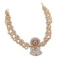 Jewar Tika Bodla/Borla Rajasthani Style Indian Traditional Meena Work Gold Plated Pearl Polki Kundan Ad Cz Multi-Stones Head & Hair Jewelry