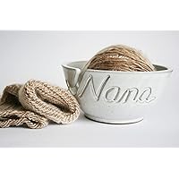 Personalized Custom Name Yarn Bowl Milk White Engraved Finish Customized Ceramic Pottery Holder Knit