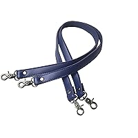 Wento Pair 24'' Genuine Leather Navy Purses Straps,Lobster Hook Inner Size 0.3'',Real Leather Sewing Canvas Backing Bag Handles,Replacement Purse Straps,Handbag Bag Wallet Straps WT0301 (Navy)…