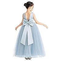 ekidsbridal V-Neck Satin Flower Girl Dress for Special Occasions Pretty Princess Gown 522