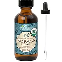 US Organic Borage seed Oil (18% GLA), USDA Certified Organic, 100% Pure & Natural, Cold Pressed, aka Starflower oil, in Amber Glass Bottle w/Eye dropper for Easy Application (2 oz (56 ml))