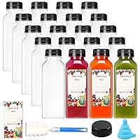 SUPERLELE 20pcs 12oz Empty Plastic Juice Bottles with Caps, Reusable Water Bottles, Clear Bulk Drink Containers with Black Tamper Evident Lids for Juicing, Smoothie, Drinking and Other Beverages