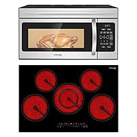 GASLAND Chef OTR1603S 30 Inch Over-the-Range Microwave Oven+ 30 Inch Electric Cooktop 5 Burners CH775BF