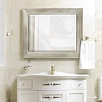 Head West Brushed Nickel Pave Framed Wall Vanity Mirrors, Bathroom Mirrors, Rectangle Mirrors, Living Room Mirrors - 29