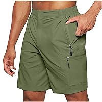 Men's Hiking Cargo Shorts Muti Zipper Pocket Outdoor Work Travel Shorts Big and Tall Summer Lightweight Golf Tactical Shorts