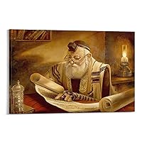 Jewish Reading Poster Painting, Biblical Faith Elders Devotional Religious Wall Art Decorative Canvas Print Canvas Art Poster And Wall Art Picture Print Modern Family Bedroom Decor Posters 08x12inch(2