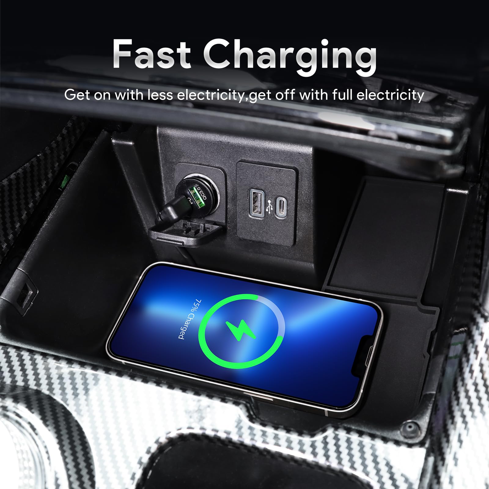 FDAIUN for Ford Explorer 2020 2021 2022 2023 Wireless Phone Charging Pad Silicone Material Dual Charging Ports Quick Charger Station 15W Adapter for Smartphone Phone