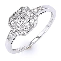 925 Sterling Silver H-I Color Quality Prong Setting 13 Round Diamond Wedding Rings for Womens