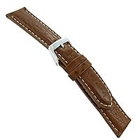 Speidel 24mm Genuine Calfskin Leather Padded Stitched TAN Brown Mens Contrast Stitching Watch Band Strap