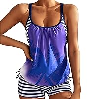Double D Swimsuits for Women High Waist Drawstring Swimwear with Boyshort Control Athletic Bathing Suits