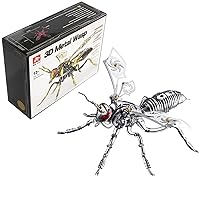 OreilleStar 3D Metal Puzzles for Adults, Model Kits of Northern Giant Hornet, Mechanical Wasp Building Blocks, Difficult DIY Assembly, Men's Birthday Gifts (3D Metal Wasp-Silver)