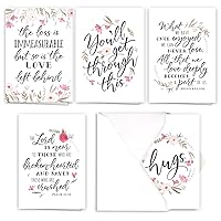 Floral Typography Sympathy Card Pack / 25 Condolences Card Set / 5 Script Designs / 5