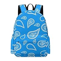 Blue Paisley Laptop Backpack for Women Men Cute Shoulder Bag Printed Daypack for Travel Sports Work
