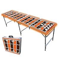 8-Foot Folding Portable Pong Table w/Optional Cup Holes & LED Lights - Cleveland Football Field (Choose Your Model)