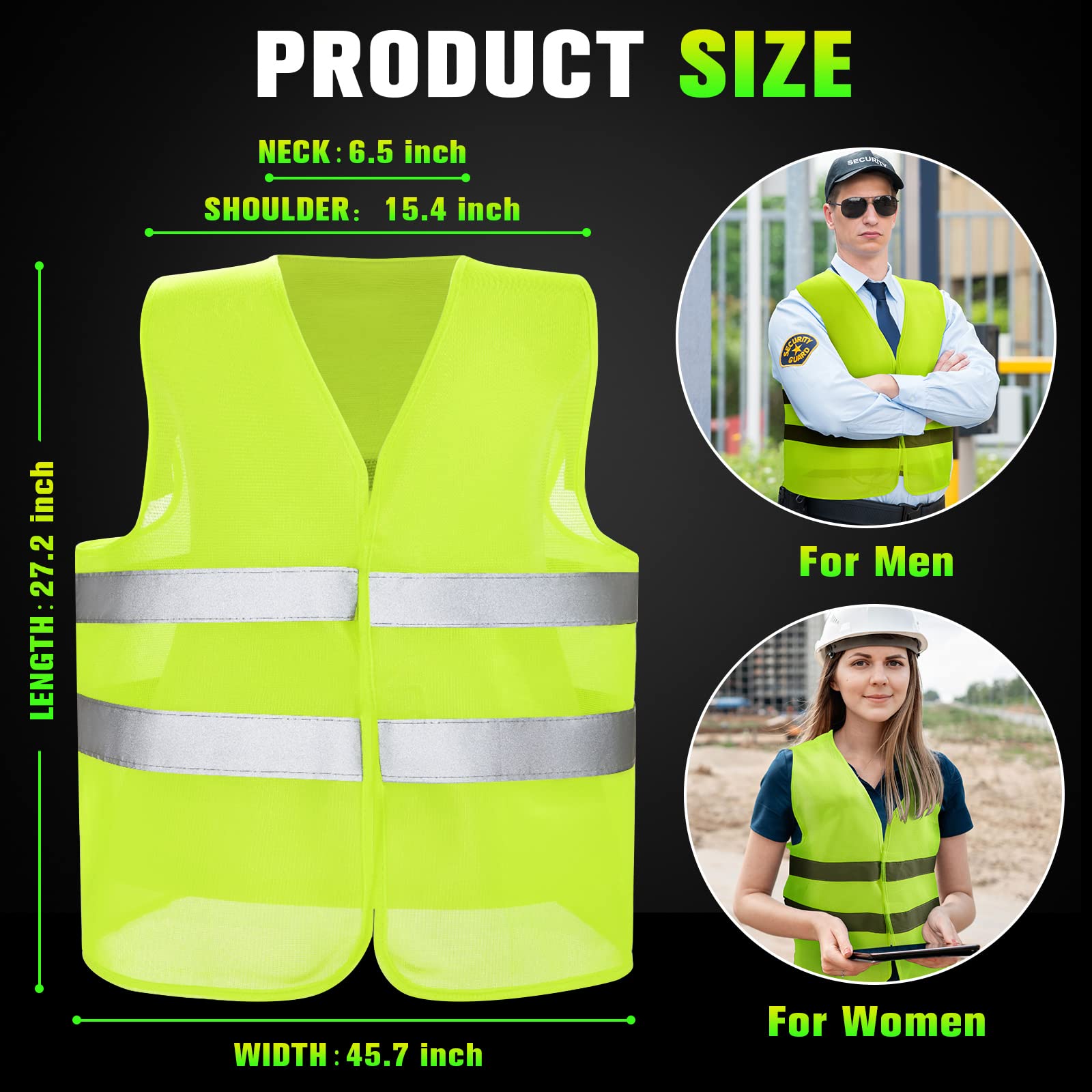 50 Pack Reflective Safety Vest in Bulk, High Visibility Mesh Vest with Reflective Strips Breathable Construction Vest for Men Women Cycling Runner Volunteer