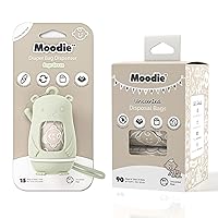 Teddy Bear Diaper Bag Dispenser w/Silicon Strap (SAGE GREEN) & 6 Refill Roll PACK (UNSCENTED - 105 Bags TOTAL) | Diaper Bag Essential Items