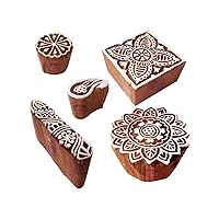 Mehndi Wooden Blocks Handcrafted Floral Design Printing Stamps (Set of 5)