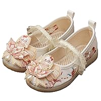 Ancient Style Girl's 3D Butterfly Embroidered Shoes, Chinese Style Girl Hanfu Cloth Shoes