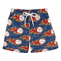 Boys Swim Trunks with Mesh Lining Toddler Board Beach Shorts Quick Dry for Kids Drawstring