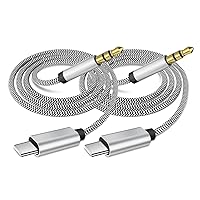 Aux Cord for iPhone 15,iPhone Aux Cord for Car,[Apple MFi Certified] USB C to 3.5mm Audio Aux Jack Headphone Car Stereo Nylon Braided Cable for iPhone15/15Plus/15Pro Max,iPad Pro to Car,Speakers-2Pack