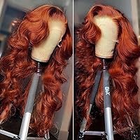 200% Density 13x6 Lace Front Wigs Human Hair Pre Plucked 13x6 Reddish Brown HD Transparent Body Wave Lace Front Wigs For Women Ginger #33 Colored Brazilian Virgin Hair Glueless Wigs Human Hair 30Inch