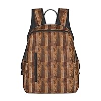 Brown Wooden Print Simple And Lightweight Leisure Backpack, Men'S And Women'S Fashionable Travel Backpack