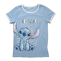 Disney Front and Back Stitch Portrait with Sequins Girls Short Sleeve Tee Shirt