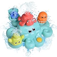 FUN LITTLE TOYS Bath Toys for Toddlers, 5 PCs Bath Tub Toys Set, Spray Water Toys for Kids, Best Gifts for Boys & Girls