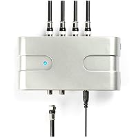 PBD 4 Way Amplified Splitter Clears Up Pixelated Low-Strength Channels Distributes Signal to Multiple TVs Antenna Signal Booster