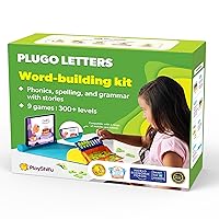 PlayShifu Educational Word Game-Plugo Letters Kit+App with 9 Learning Games, STEM Toy Gifts for Kids Age 4-8 Phonics, Spellings & Grammar 48 Alphabet Tiles Works with tabs/mobiles Packaging May Vary