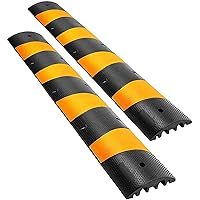 VEVOR 2pcs 6 Feet Rubber Speed Bump Driveway Modular Heavy Duty Speed Bumps 72.4 x 12 x 2.4 Inch Cable Protector Ramp for Garage Gravel Roads Asphalt Concrete