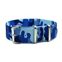 Watch Bands - Choice of Color & Width (18mm,20mm, 22mm,24mm) - Ballistic Nylon Premium Watch Straps (22mm, Navy Camouflage)