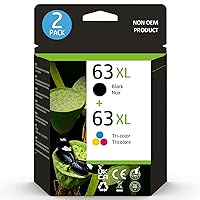 63XL Ink Cartridge Combo Pack Replacement for HP Ink 63 HP63XL HP 63 High Yield Fit for HP Envy 4520 4512 4511 4524 4522 OfficeJet 4650 3830 52525 5258 4655 5200 5212 4652 DeskJet 3630 1112 Printer