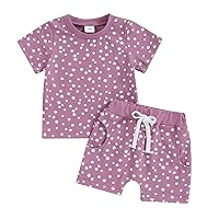 Gueuusu Baby Girl Boy Daisy Clothes Short Sleeve Flower Print Tshirt Elastic Waist Shorts Set Toddler Boy Girl Summer Outfit