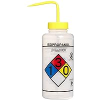 SP Bel-Art Right-to-Know Safety-Vented/Labeled 4-Color Isopropanol Wide-Mouth Wash Bottles; 1000ml (32oz), Polyethylene w/Yellow Polypropylene Cap (Pack of 2) (F11832-0008) green
