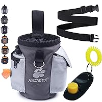 Dog Treat Bag, Puppy Training Pouch, Animal Walking Snack Container Best Hiking Toys Pack Dispenser Carries with Waistband,Grey