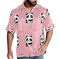 Hawaiian Shirt for Men, Men's Casual Button-Down Shirts, Hawaiian Shirt for Women, Pink Blue Tropical Leaves