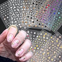 9Sheets Shiny Starlight Stars Nail Art Stickers Colorful Star Nail Decals 3D Self-adhesive Nail Designs Sticker Slider Star Nail Tips Pentagram Glitter DIY Manicure Decoration Supplies for Women Girls