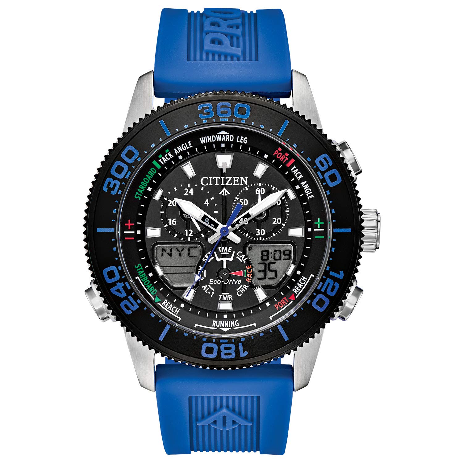 Citizen Men's Promaster Sailhawk Eco-Drive Watch, Yacht Racing Timer, Chronograph, Polyurethane Strap, Dual-Time, Analog/ Digital Times, Luminous Hands and Markers