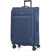 Verage Toledo Softside Expandable Suitcase with Spinner Wheels, Lightweight Luggage with Flashlight, Men and Women,Navy, Checked-Large 29-Inch