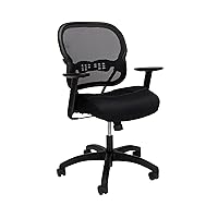 HON Wave Office Chair Mid Back Mesh Ergonomic Computer Desk Chair - Adjustable Arms, Lumbar Support, Synchro-Tilt Tension Angle Lock Recline, Comfortable Cushion, 360 Swivel Rolling Wheels - Black