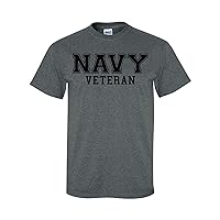 Navy Veteran Black Logo Short Sleeve T-Shirt in Dark Heather - X-Large