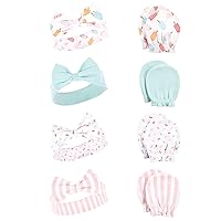 Baby Girls' Cotton Headband and Scratch Mitten Set