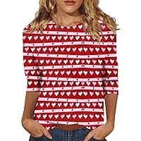 Shirts for Women Dressy Casual Valentine Shirts for Women Love Heart Graphic Tees Valentines Gifts Pullover Tops