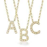 Ross-Simons Diamond-Accented Initial Necklace in 18kt Gold Over Sterling