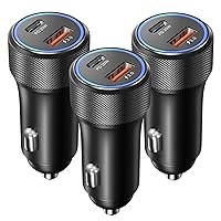 USB C Car Charger, OKRAY 3-Pack 36W 2-Port Type C iPhone 15 Car Charger PD+QC Fast Charging Cigarette Lighter Adapter Compatible for iPhone 15 Pro Max 14 13 12, iPad, Galaxy S24 S23 S22 Note20 (Black)