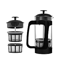 ESPRO - P3 French Press - Double Micro-Filtered Coffee and Tea Maker, Grit-Free and Bitterness-Free Brews, Ideal for Loose Tea and Coffee Grounds - (Black, 32 Oz)