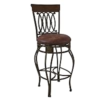 HomePop Marion Faux Leather Metal Swivel Counterstool, 24-Inch, Brown PU